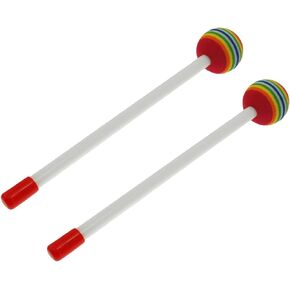 Maxmoral 2PCS Lollipop Felt Drumsticks Timpani Mallets Foam PVC Rainbow Plastic Percussion Solid Wood Piano Hammers Hand-played Toys Adult Musical Instruments Accessories For Music Teachers Beginners