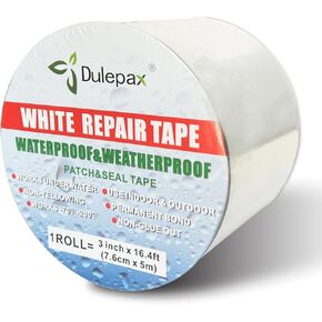 شريط إصلاح مقاوم للماء من Dulepax، 3 × 16.4 قدم، أبيض، أشرطة لاصقة للخيمة، مظلة RV، إصلاح قماش القنب إلخ. in Kuwait