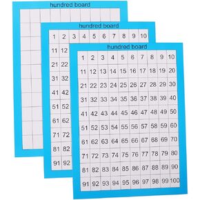 Afumazi Pack of 12 Number 1-100 Chart for Learning Counting, Hundred Boards for Classroom Home (11"×11")