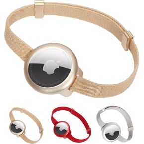 ZQDJ Airtag Cat Collar Using Aviation Aluminum and High Elasticity Collar Simple Lightweight (Gold Color) Collar+Airtag（Neck from 5.9 in to 11.8 in）