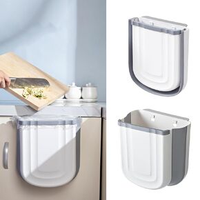Hanging Kitchen Trash Can for Kitchen Counter,9L Collapsible Plastic Waste Bin for Cabinet Door, Wall Mounted 2.4 Gallon Foldable Small Wastebasket for Kitchen, Bathroom, Bedroom
