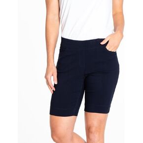 SLIM-SATION Women's Pull on Solid 9" Walking Short with 4 Functional Pockets