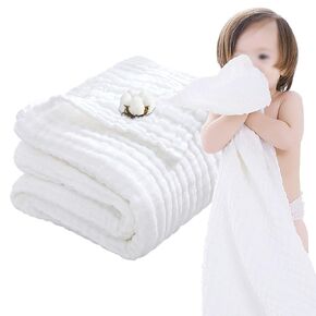 Baby Bath Towels, Rilexawhile Super Soft 6 Layers Muslin Cotton Newborn Baby Unisex Kids Bath Towels Baby Blanket,43.3×43.3IN White