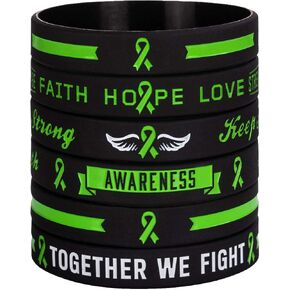 Sainstone Green Awareness Ribbon Silicone Bracelets with Saying - Mental Health Awareness Bracelet - Green Cancer & Cause Ribbon Wristbands Gifts for Men Women, Patients, Family Friends in Saudi Arabia