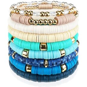 CATCHY & CRAFTY Bracelet Heishi Stretch Stackable Layering Beaded Colorful Handmade Bracelets Women Boho Friendship Gift