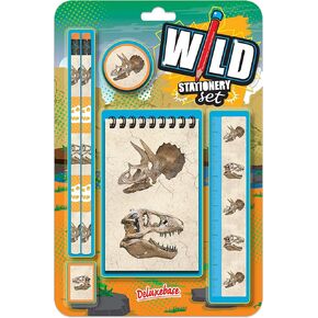 Deluxebase Wild Stationery Set - Wolf from Office and School Supplies Including 2 Pencils, Rubber Eraser, Sharpener, Ruler, and Cute Notebook with Animal Theme, Great Writing Resources.