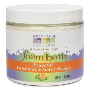 Aura Cacia Aromatherapy Foam Bath, Peaceful Patchouli and Sweet Orange, 14 ounce jar (Pack of 2)