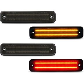 Bestview 2-Row Full LED Side Marker Lights for Hummer H2 2003-2009,Smoked Lens Front & Rear Bumper LED Side Fender Turn Signal Lights OEM Side Markers Replacement accessories parts(2 Amber+2 Red)