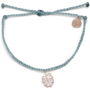 Pura Vida Silver or Rose Gold Mother of Pearl Monstera Bracelet - 100% Waterproof, Adjustable Band