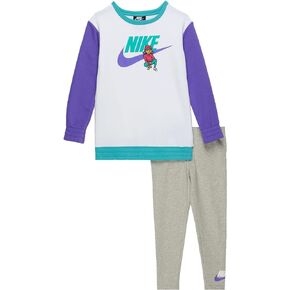 Nike Girl's Crew Neck Sweatshirt and Leggings Set (Toddler/Little Kids) Grey Heather 6X Little Kid