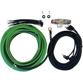 Soundqubed Car Audio 0 Gauge Wiring Kit Amplifier Install Wiring kit connectors Power Wire Ground Wire Amp kit Green/Black 1/0 Wire, 4 Gauge, 8 Gauge CCA Wire Kit (1/0 Gauge)