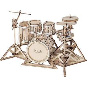 Rolife 3D Wooden Puzzles for Adults Drum kit Musical Instrument Model(TG409)