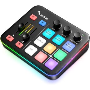 MAONO Gaming Audio Mixer, Audio Interface with Pro-preamp, RGB, Bluetooth, 48V Phantom Power for Live Streaming, Podcasting, Content Create, Gaming MaonoCaster G1 NEO (White)