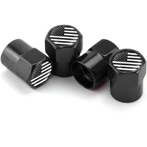 4 PCS Car Tire Valve Stem Caps, American Flag Valve Stem Cap, American Flag Tire Valve Caps Metal Covers, Universal Aluminum Tire Valve Caps for Cars, SUVs, Trucks Bicycles and Motorcycles (Red)