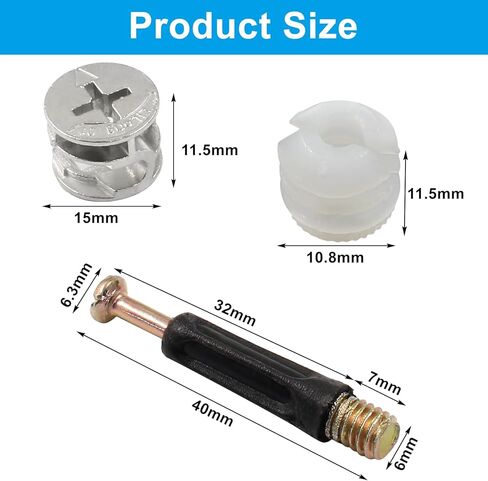Kmitmuk 45 مجموعة أدوات توصيل الأثاث 3 في 1، ومسامير وتد M6 × 40 مم، وتركيبات كاميرا 14.6 مع وتد وجوز مُدرج مسبقًا لأثاث الخزانة in Kuwait