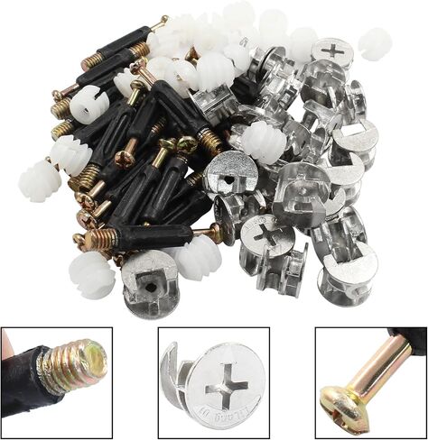 Kmitmuk 45 مجموعة أدوات توصيل الأثاث 3 في 1، ومسامير وتد M6 × 40 مم، وتركيبات كاميرا 14.6 مع وتد وجوز مُدرج مسبقًا لأثاث الخزانة in Kuwait