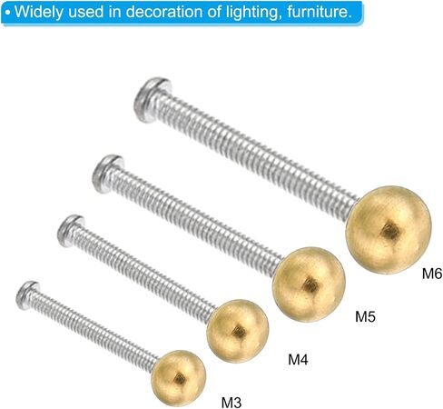 PATIKIL M4x0.7 Thread Cap Nuts Knob, 10 Pack Brass Ball Lamp Decoration Screw Caps Nut for Furniture Lighting in Kuwait
