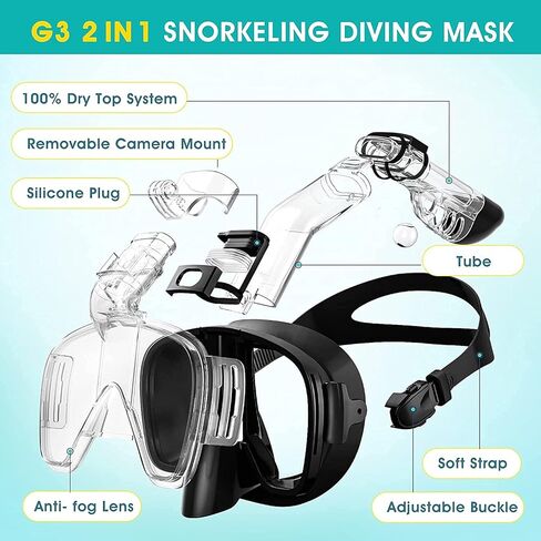 LIANQIAN Diving Scuba Package Set, Anti-Fog Tempered Glass Scuba Diving Goggles,Professional Snorkeling Gear for Adults in Kuwait