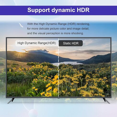 مقسم HDMI 8K 1 في 2 مخرج، 8K@60 هرتز 4K@120 هرتز HDMI2.1 مقسم 1x2 HDMI نسخة ناسخة مع 48 جيجابت في الثانية، HDR ديناميكي، وضع VRR، لألعاب Xbox PS5 PS4 PC Roku Fire TV in Kuwait