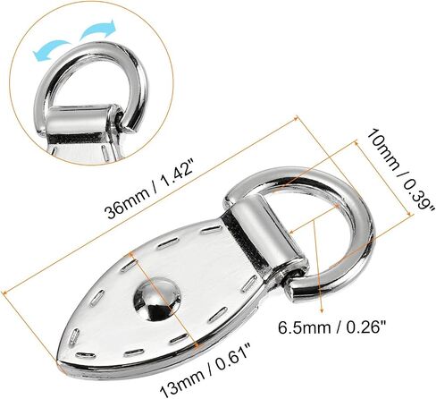 uxcell Bag Side Clip Buckle - Metal Suspending Leaf Shape Purse Strap Chain Connector with D Ring in Saudi Arabia