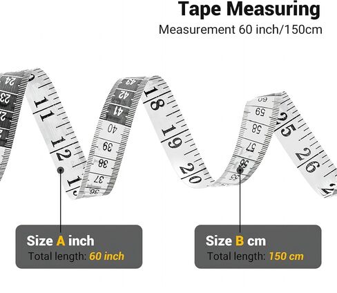 OOTDAY Tape Measure, 60 Inch Double Scale Sewing Flexible Ruler for Weight Loss Body Measurement Tailor Craft Vinyl Body Measurement Tape(White-150CM) in Saudi Arabia