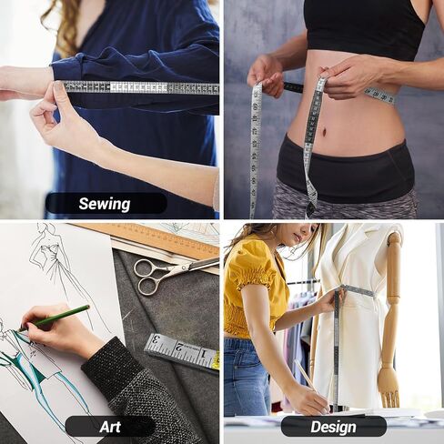 OOTDAY Tape Measure, 60 Inch Double Scale Sewing Flexible Ruler for Weight Loss Body Measurement Tailor Craft Vinyl Body Measurement Tape(White-150CM) in Saudi Arabia