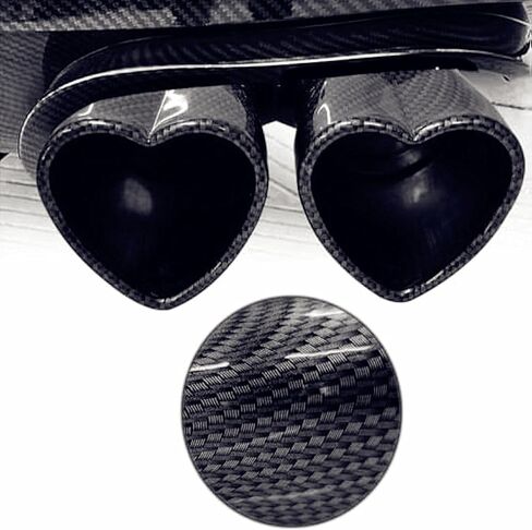 Carbon Fiber Heart Shaped 2.5 Exhaust Tip Bending Muffler Kit 2.25 Inlet System Car Mods Black (Dual exhaust) in Saudi Arabia