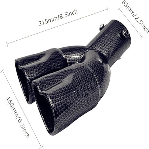 Carbon Fiber Heart Shaped 2.5 Exhaust Tip Bending Muffler Kit 2.25 Inlet System Car Mods Black (Dual exhaust) in Saudi Arabia