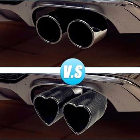 Carbon Fiber Heart Shaped 2.5 Exhaust Tip Bending Muffler Kit 2.25 Inlet System Car Mods Black (Dual exhaust) in Saudi Arabia