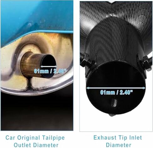 Carbon Fiber Heart Shaped 2.5 Exhaust Tip Bending Muffler Kit 2.25 Inlet System Car Mods Black (Dual exhaust) in Saudi Arabia