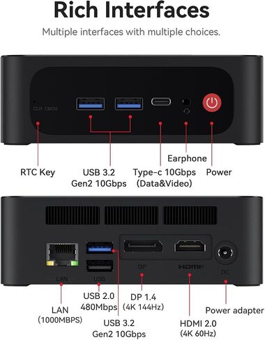 Beelink SER5 MAX Mini PC with AMD Ryzen 7 5800H(8C/16T, up to 4.4GHz) Mini Computer, 16GB DDR4 1TB NVMe SSD, 4K HD Triple Display HDMI/Type-C, WiFi 6, Bluetooth 5.2 in Saudi Arabia