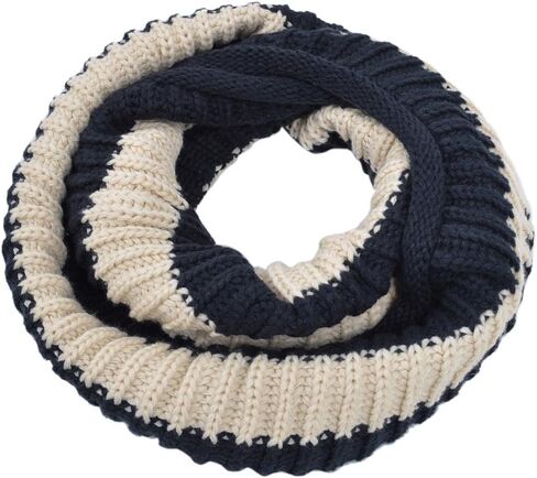 TrendsBlue Premium Winter Knit Striped Infinity Loop Circle Scarf in Kuwait