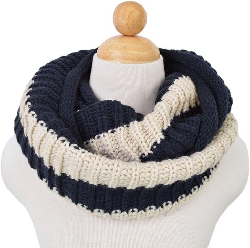 TrendsBlue Premium Winter Knit Striped Infinity Loop Circle Scarf in Kuwait