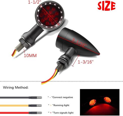 DREAMIZER Motorcycle Bullet Turn Signals Light LED Aluminium Alloy Indicator lamp for Cafe Racer Bobber Shadow 750 CX500 - Black Housing Amber Light in Saudi Arabia