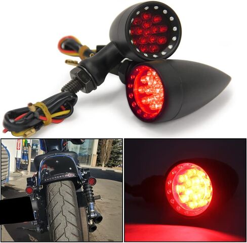DREAMIZER Motorcycle Bullet Turn Signals Light LED Aluminium Alloy Indicator lamp for Cafe Racer Bobber Shadow 750 CX500 - Black Housing Amber Light in Saudi Arabia