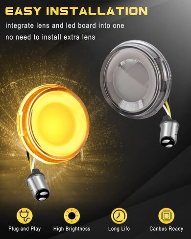 NTHREEAUTO 1157 LED Turn Signals Front Turn Signal Light, 2 Inch Bullet Smoked Lens Compatible with Harley Road King Street Glide Electra Glide Softail Dyna Fat Boy in Saudi Arabia