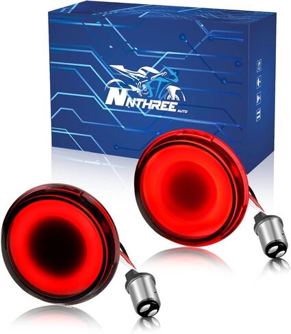 NTHREEAUTO 1157 LED إشارات الانعطاف الأمامية ضوء إشارة الانعطاف، عدسة مدخنة 2 بوصة متوافقة مع Harley Road King Street Glide Electra Glide Softail Dyna Fat Boy in Kuwait