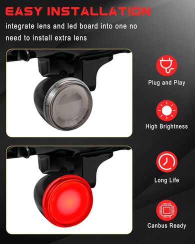 NTHREEAUTO 1157 LED إشارات الانعطاف الأمامية ضوء إشارة الانعطاف، عدسة مدخنة 2 بوصة متوافقة مع Harley Road King Street Glide Electra Glide Softail Dyna Fat Boy in Kuwait