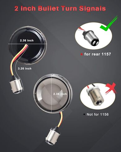 NTHREEAUTO 1157 LED إشارات الانعطاف الأمامية ضوء إشارة الانعطاف، عدسة مدخنة 2 بوصة متوافقة مع Harley Road King Street Glide Electra Glide Softail Dyna Fat Boy in Kuwait