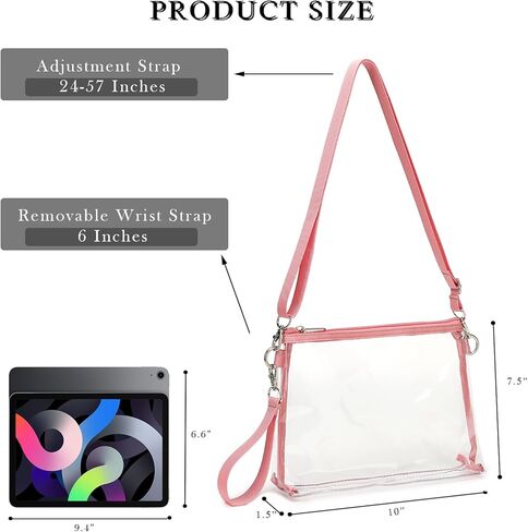 YGR Womens Clear Purse Stadium Approved Crossbody Bag Removed Strap for Concert, Sport Events in Saudi Arabia