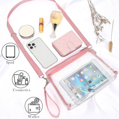 YGR Womens Clear Purse Stadium Approved Crossbody Bag Removed Strap for Concert, Sport Events in Saudi Arabia