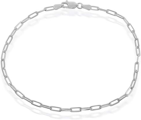 Beaux Bijoux Sterling Silver Paperclip Anklets Gold or Rhodium Plated Link Chain Ankle Bracelets for Women and Teen Girls Italian Made 2.8mm 80 Gauge 9" in Kuwait
