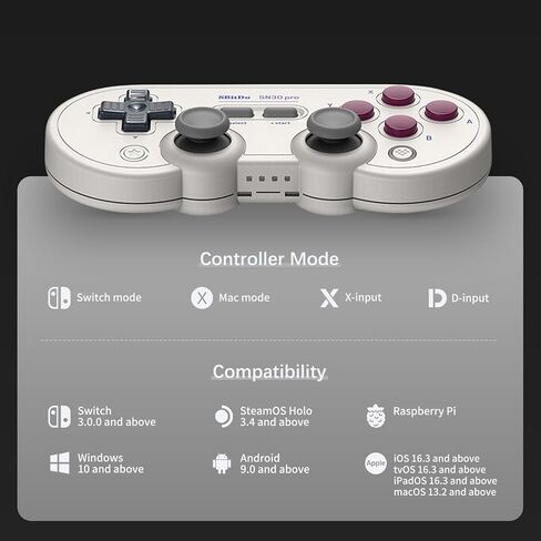 وحدة تحكم بلوتوث AKNES 8Bitdo SN30 Pro، تحديث عصا التحكم بتأثير Hall، وحدة تحكم الألعاب المتوافقة مع Apple وSwitch وWindows وSteam Deck وAndroid وRaspberry Pi - G Classic Edition in Saudi Arabia