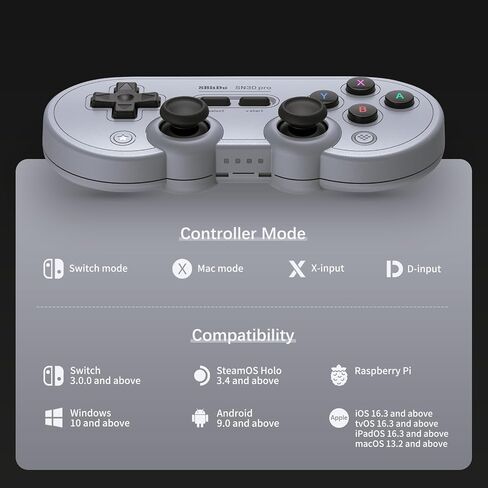 وحدة تحكم بلوتوث AKNES 8Bitdo SN30 Pro، تحديث عصا التحكم بتأثير Hall، وحدة تحكم الألعاب المتوافقة مع Apple وSwitch وWindows وSteam Deck وAndroid وRaspberry Pi - G Classic Edition in Saudi Arabia