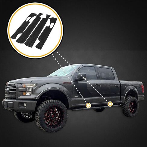 Red Hound Auto Custom Fit 2009-2014 Compatible with Ford F-150 Crew Cab SuperCrew Door Step Sill Scuff Plate Protectors Shield 4 Dr 4pc Kit 2010 2011 2012 2013 Paint Guard Paint Protection in Saudi Arabia