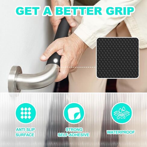 Xfenvs Enhanced Cuttable Rubber Grip Tape, Ultra-Thin Strong Adhesive Non-Slip Tape for Safer Handles and Surfaces - Customizable, Waterproof, and Versatile Anti-Slip Solution (Black, 4 PCS) in Saudi Arabia