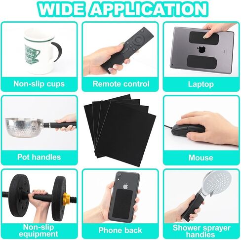 Xfenvs Enhanced Cuttable Rubber Grip Tape, Ultra-Thin Strong Adhesive Non-Slip Tape for Safer Handles and Surfaces - Customizable, Waterproof, and Versatile Anti-Slip Solution (Black, 4 PCS) in Saudi Arabia