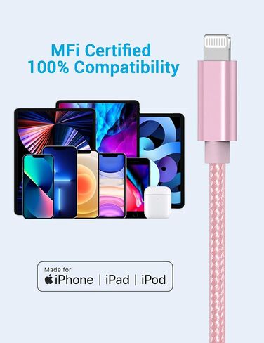 Marchpower USB C to Lightning Cable - MFi Certified iPhone 14 Fast Charger Cord 3/6/10ft Type C to Charging Cable Compatible with iPhone 14 13 12 Pro Max Mini 11 X XS XR 8 Plus -Gold in Saudi Arabia