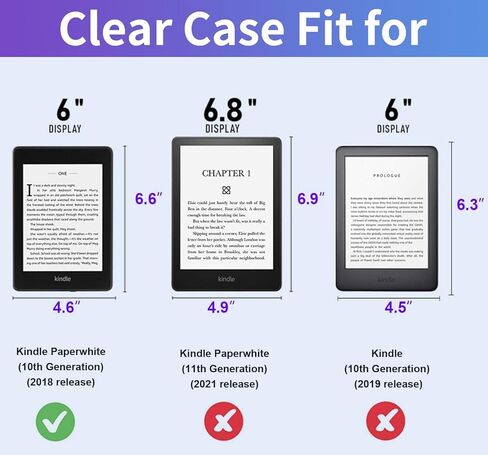 KEEXYICC Clear Case Fit for Kindle Paperwhite (10th Generation, 2018) 6" Transparent Cover, Ultra-Thin Protective Back Shell with Thick Corners for Kindle Paperwhite 4 (10th Gen) (with Hand Strap) in Kuwait