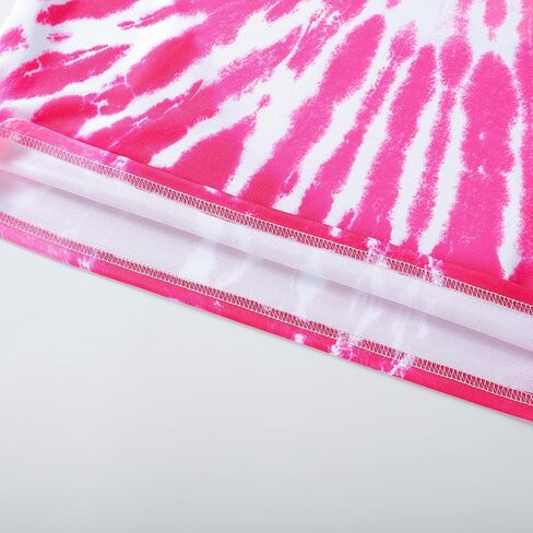 Tshyfiper Girls Tie Dye Shirt Short Sleeve Top Crew Neck Tee Shirts Kids Girl 3D Summer Clothes 6-14 Years in Saudi Arabia